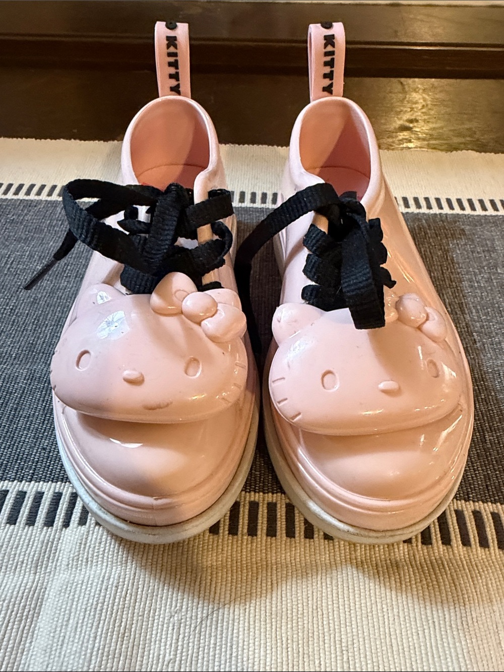 Melissa Kids Hello Kitty Pink Rain Boots with Black Laces